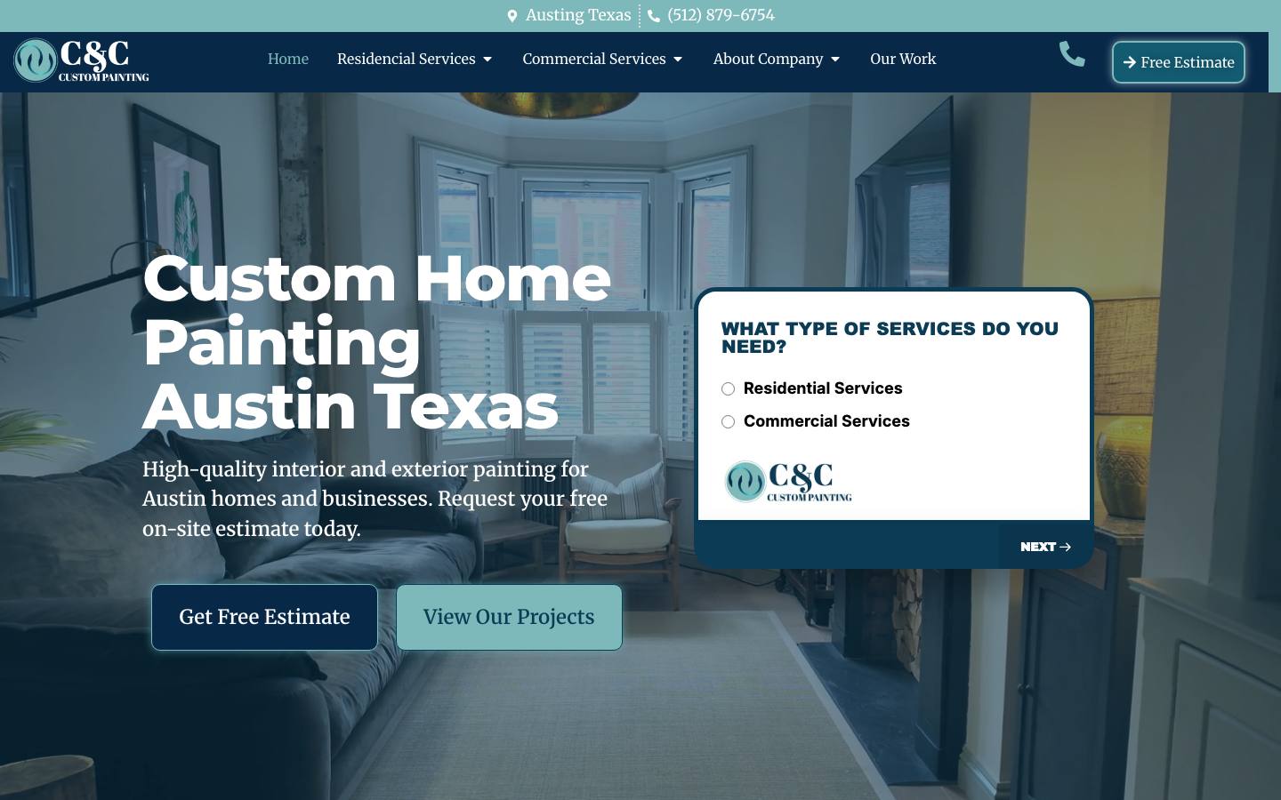 C&C Custom Painting website — desktop view