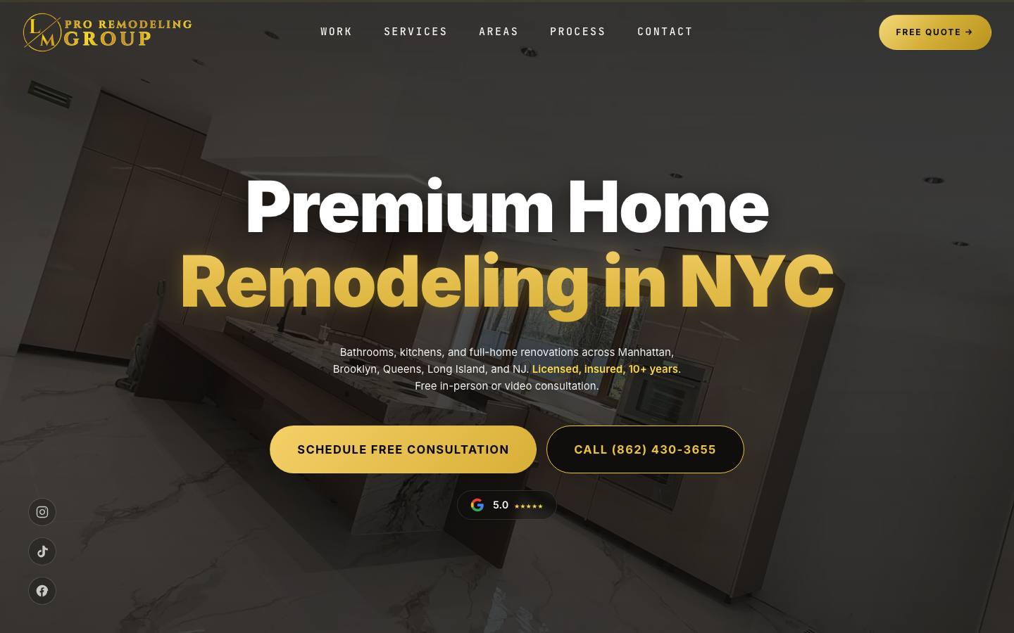 LM Pro Remodeling Group website — desktop view