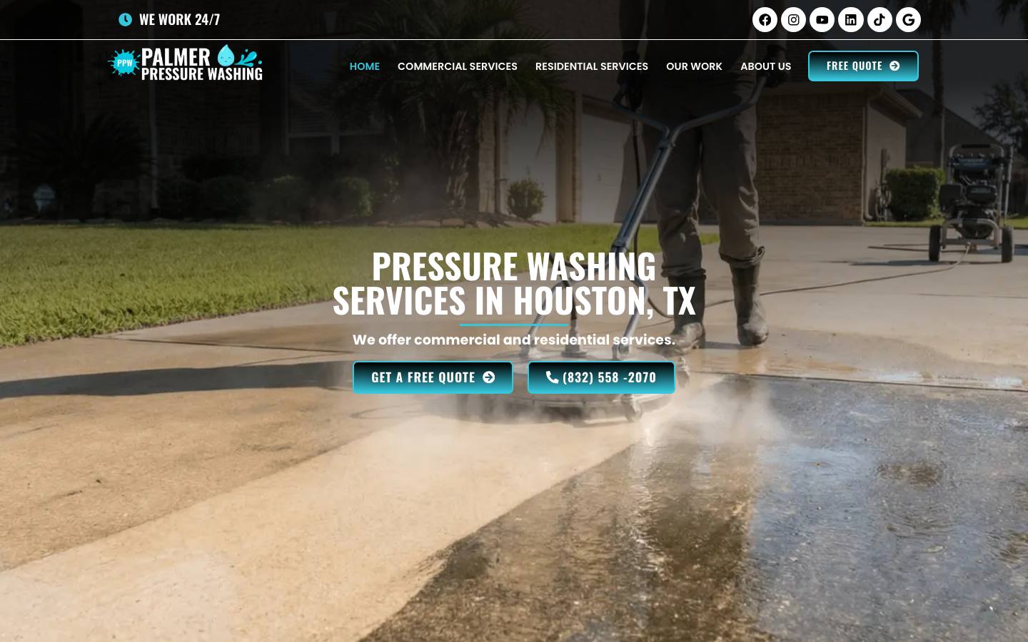 Palmer Pressure Washing website — desktop view