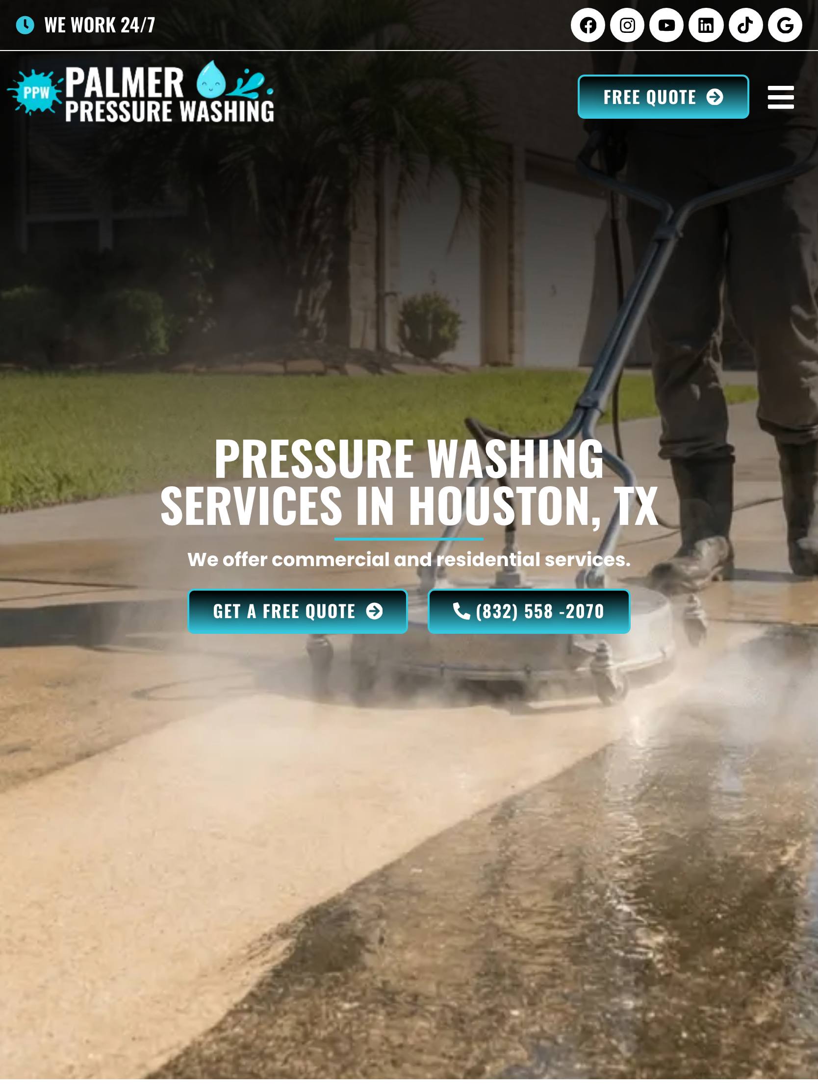 Palmer Pressure Washing website — tablet view