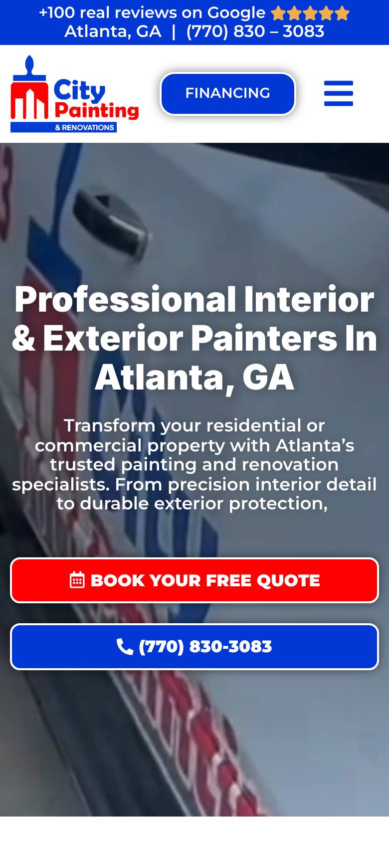 The City Painting website — mobile view